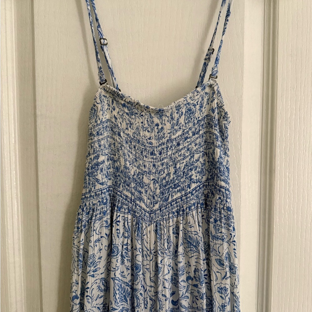 Blue and White Floral Jumpsuit